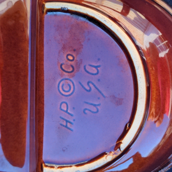 Vintage H.P. CO USA Hull Pottery Brown Drip Divided Serving Dish Oven Pr… - Picture 9 of 9